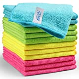 HOMEXCEL Microfiber Cleaning Cloth,12 Pack Cleaning Rag, Cleaning Towels with 4 Color Assorted,11.5"X11.5"(Green/Blue/Yellow/Pink)