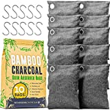 Bamboo Charcoal Bags Odor Absorber 10x100g w Hooks. Nature Fresh Bamboo Charcoal Air Purifying Bags Activated Charcoal Odor Absorbers for Home, Charcoal Deodorizer Bags, and Shoe Closet Odor Eliminator