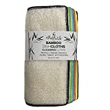 Whiffkitch Bamboo Dishcloths & Cleaning Cloths 6pk, Large 9x9in, Scrub-Non-Scratch, Washable, Reusable, Super Absorbent, Hygienic, Quick Drying, Durable, Kitchen Essential, Sustainable, Baby Cloth