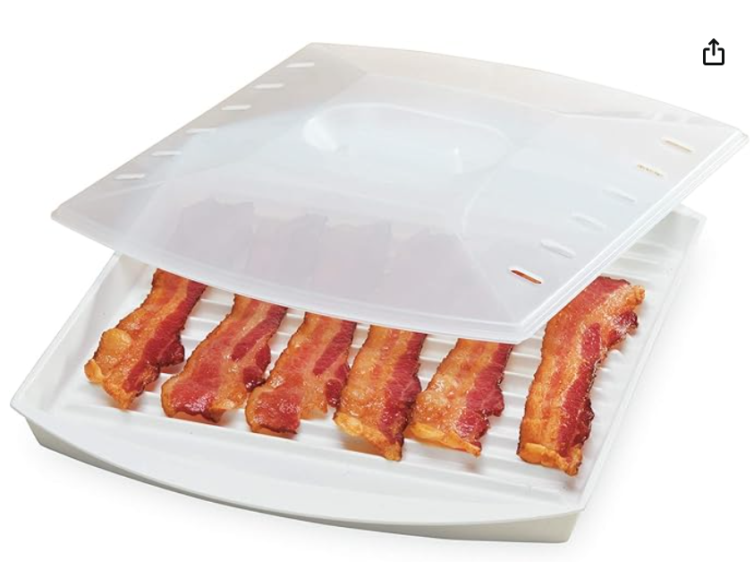 Progressive International Prep Solutions Microwavable Bacon Grill, White.